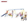 Sportspower Super 10 Metal Swing Set with Saucer Swing, Standing Swing, Teeter-Totter and Heavy Duty 6.5ft Slide
