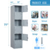 Fesbos Metal Locker 6 Lockable Door,71" Tall Steel Storage Cabinet for School Office Gym Home Employees Staff Sundries Room