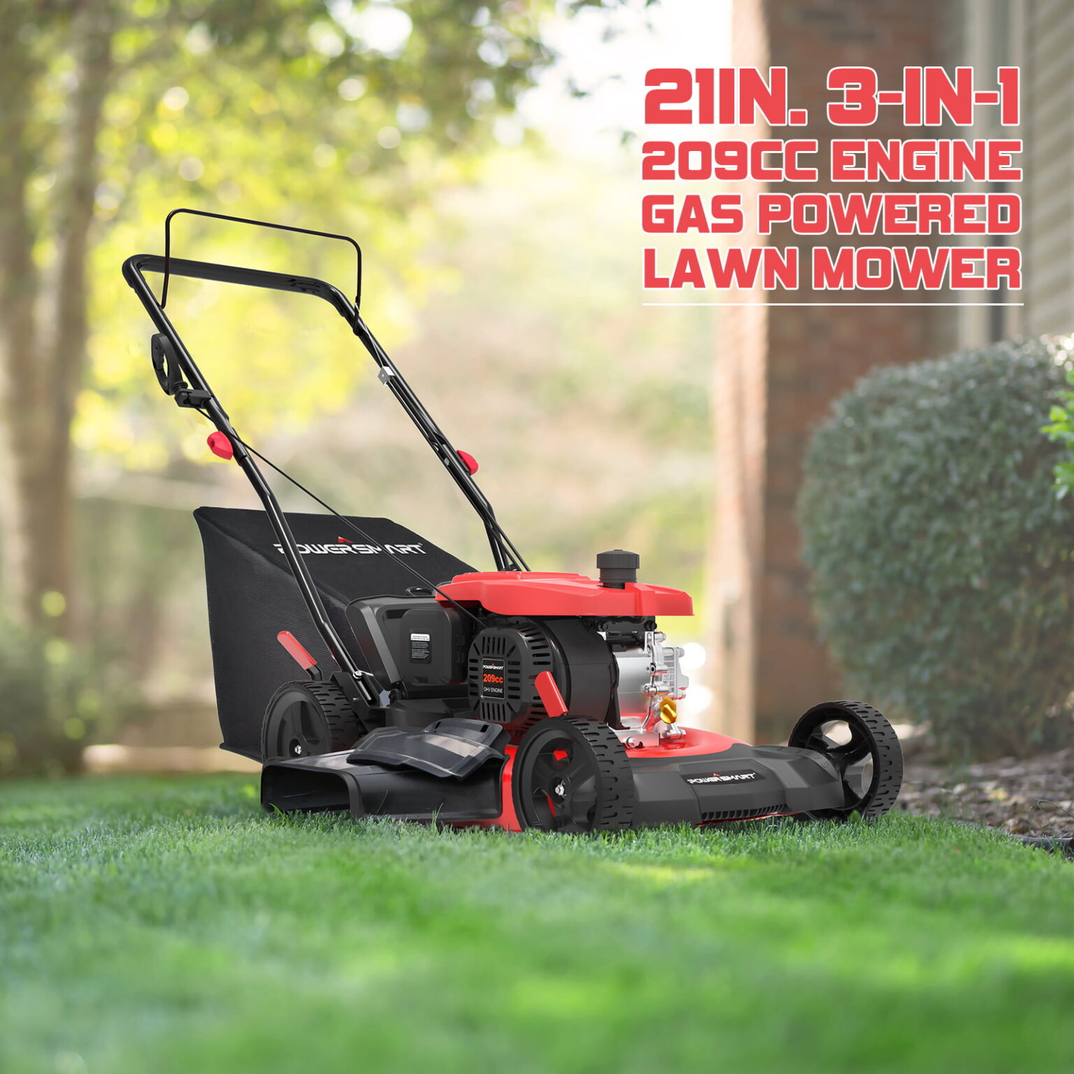 PowerSmart 21-inch 3-in-1 Gas Powered Push Lawn Mower,PSM2521PH ...