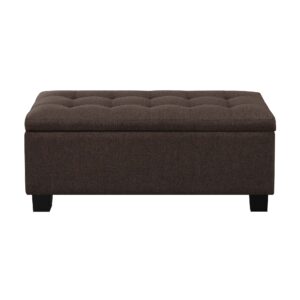 AC Pacific Tufted Upholstery Storage Bench with Matching Ottomans, Brown, 3pcs
