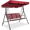 Best Choice Products 2-Seater Outdoor Adjustable Canopy Swing Glider Patio Bench w/ Textilene, Steel Frame - Burgundy