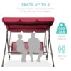 Best Choice Products 2-Seater Outdoor Adjustable Canopy Swing Glider Patio Bench w/ Textilene, Steel Frame - Burgundy