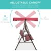 Best Choice Products 2-Seater Outdoor Adjustable Canopy Swing Glider Patio Bench w/ Textilene, Steel Frame - Burgundy