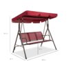 Best Choice Products 2-Seater Outdoor Adjustable Canopy Swing Glider Patio Bench w/ Textilene, Steel Frame - Burgundy