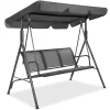 Best Choice Products 2-Seater Outdoor Adjustable Canopy Swing Glider Patio Bench w/ Textilene, Steel Frame - Gray