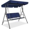 Best Choice Products 2-Seater Outdoor Adjustable Canopy Swing Glider Patio Bench w Textilene, Steel Frame - Navy