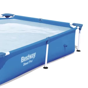 Bestway Steel Pro 7.25 x 4.9 x 1.4 Ft Rectangular Above Ground Kids Swimming Pool