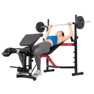 Body Champ BCB5268 Olympic Weight Bench with Arm Curl and Curl Bar Attachment, 300 Lbs. Weight Limit
