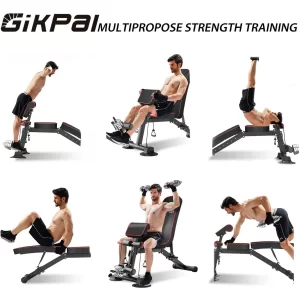 GIKPAL Adjustable Weight Bench - 8 Positions, Flat Incline Decline Folding FID Utility Bench,