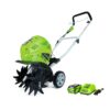 Greenworks 40V 10-inch Cordless Cultivator/Tiller with 40 Ah Battery and Charger, 27062