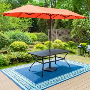 MF 60" x 38" Rectangle Outdoor Dining Table for 6-Person, All Weather&Rust Resistant, Black MF 60" x 38" Rectangle Outdoor Dining Table for 6-Person, All Weather&Rust Resistant, Black