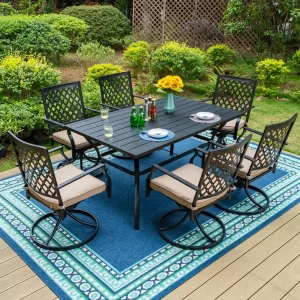 MF 60" x 38" Rectangle Outdoor Dining Table for 6-Person, All Weather&Rust Resistant, Black MF 60" x 38" Rectangle Outdoor Dining Table for 6-Person, All Weather&Rust Resistant, Black