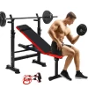 Oppsdecor Folding Weight Bench with Pairs of Resistance Bands Adjustable Bench Press Max Load 330lbs Workout Bench for Home Fitness Strength Training