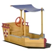Outsunny Kids Wooden Sandbox Play Station, Covered Children Sand boat Outdoor, for Backyard