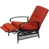 SUNCROWN Outdoor Patio Recliner Metal Adjustable Lounge Chair with Red Cushion