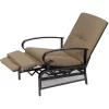 SUNCROWN Patio Recliner Outdoor Adjustable Lounge Chair Outdoor Metal Extendable Furniture Chair with Thick Cushion (Brown)