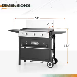 Sophia & William 3-Burners Gas Griddle Portable Flat Table Top BBQ Grill 33,000 BUT