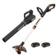Worx WG928 Power Share 20V Cordless Lit-Ion 12in String Trimmer and Leaf Blower Combo Kit (2 Tool) with 2 Batteries & Charger