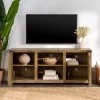 Woven Paths Modern Farmhouse Barn Door TV Stand for TVs up to 65 in, Barnwood