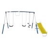 XDP Recreation Play All Day Metal A-Frame Swing Set with Fun Glider, Swings, Trapeze, and Slide