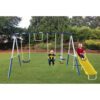XDP Recreation Play All Day Metal A-Frame Swing Set with Fun Glider, Swings, Trapeze, and Slide