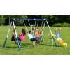 XDP Recreation Play All Day Metal A-Frame Swing Set with Fun Glider, Swings, Trapeze, and Slide