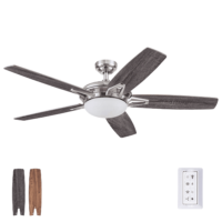 Prominence Home Clancy 52" Nickel Ceiling Fan with 5 Blades, Integrated LED Light Kit, Remote & Reverse Airflow