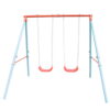 HooKung Swing Sets for Backyard , Heavy Duty Metal Swing Frame Saucer Swing,a Frame Metal Swing Set with 2 Swing Seats for Indoor and Outdoor Activities