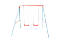 HooKung Swing Sets for Backyard , Heavy Duty Metal Swing Frame Saucer Swing,a Frame Metal Swing Set with 2 Swing Seats for Indoor and Outdoor Activities