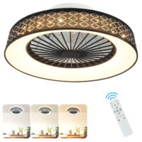 DingLiLighting 18" Modern Remote Control Ceiling Fan for Bedroom, Kids Ceiling Fan with Hidden blade, Flush Mount Ceiling Fan, Low Profile, 3 Colors Changing, Timing