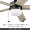 Better Homes & Gardens 52" Black Modern Integrated LED Ceiling Fan with 5 Blades, Light Kit, Pull Chains & Reverse Airflow