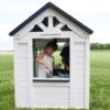 Backyard Discovery 2303010COM Sweetwater White Outdoor All Cedar Wooden Playhouse with Kitchen