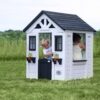 Backyard Discovery 2303010COM Sweetwater White Outdoor All Cedar Wooden Playhouse with Kitchen