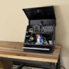Montezuma SB180DB 18 in. W x 12 in. D 1-Drawer Black Steel Portable Shop Triangle Tool Box Chest for Sockets, Wrenches and Screwdrivers