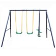 TIRAMISUBEST W1408XY60517 Blue 3 in 1 Outdoor Metal Swing Set with Glider