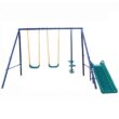 TIRAMISUBEST W1408XY60515 Blue 4 in 1 Outdoor Metal Swing Set with Glider and Slide