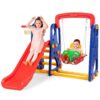 Costway TY325114+ 3 in 1 Junior Children Climber Slide Swing Seat Basketball Hoop Playset