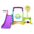 Costway TY327399+ 6-in-1 Toddler Climber and Swing Set with Basketball Hoop and Football Gate Backyard