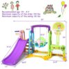 Costway TY327399+ 6-in-1 Toddler Climber and Swing Set with Basketball Hoop and Football Gate Backyard