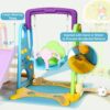 Costway TY327399+ 6-in-1 Toddler Climber and Swing Set with Basketball Hoop and Football Gate Backyard
