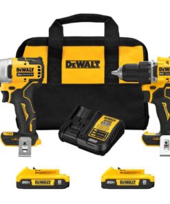 DEWALT DCK225D2 ATOMIC 20-Volt MAX Lithium-Ion Cordless Combo Kit (2-Tool) with (2) 2.0Ah Batteries, Charger and Bag