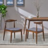 Bellamy Studios Trieste Mid Century Fabric Dining Chairs, Charcoal, Walnut