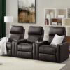 Mainstays Home Theater Recliner with USB Charging Ports, Brown Faux Leather Mainstays Home Theater Recliner with USB Charging Ports, Brown Faux Leather
