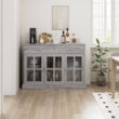 Homfa Buffet Server Cupboard, Kitchen Sideboard Cabinet with 3 Doors and 2 Drawers for Dining Room, Sliver Gray Finish