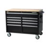 Husky H46MWC9V2 46 in. W x 24.5 in. D Standard Duty 9-Drawer Mobile Workbench Cabinet with Solid Wood Top in Gloss Black