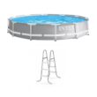 Intex 26711EH + 28065E 12 Foot Prism Frame Above Ground Swimming Pool w/Pump & Pool Ladder