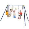 Gymax GYM10811 440 lbs. Swing Set 3-in-1 Kids Swing Stand with Swing Gym Rings Glider for Backyard