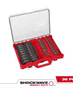 Milwaukee 49-66-6805 SHOCKWAVE Impact-Duty 3/8 in. Drive Metric and SAE Deep Well Impact PACKOUT Socket Set (36-Piece)