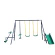 Tidoin AOK-YDW1-516 149 in. W x 118 in. D x 73 in. H Multi-Colored A-Frame Metal Multi-Person Swing Set with Slide