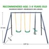 Tidoin AOK-YDW1-517 119 in. W x 74 in. D x 73 in. H Multi-Colored A-Frame Metal Multi-Person Swing Set